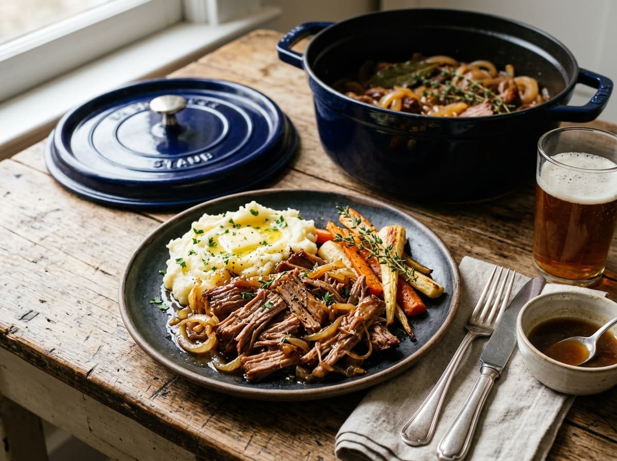 Dutch Oven Beer-Braised Pork Shoulder