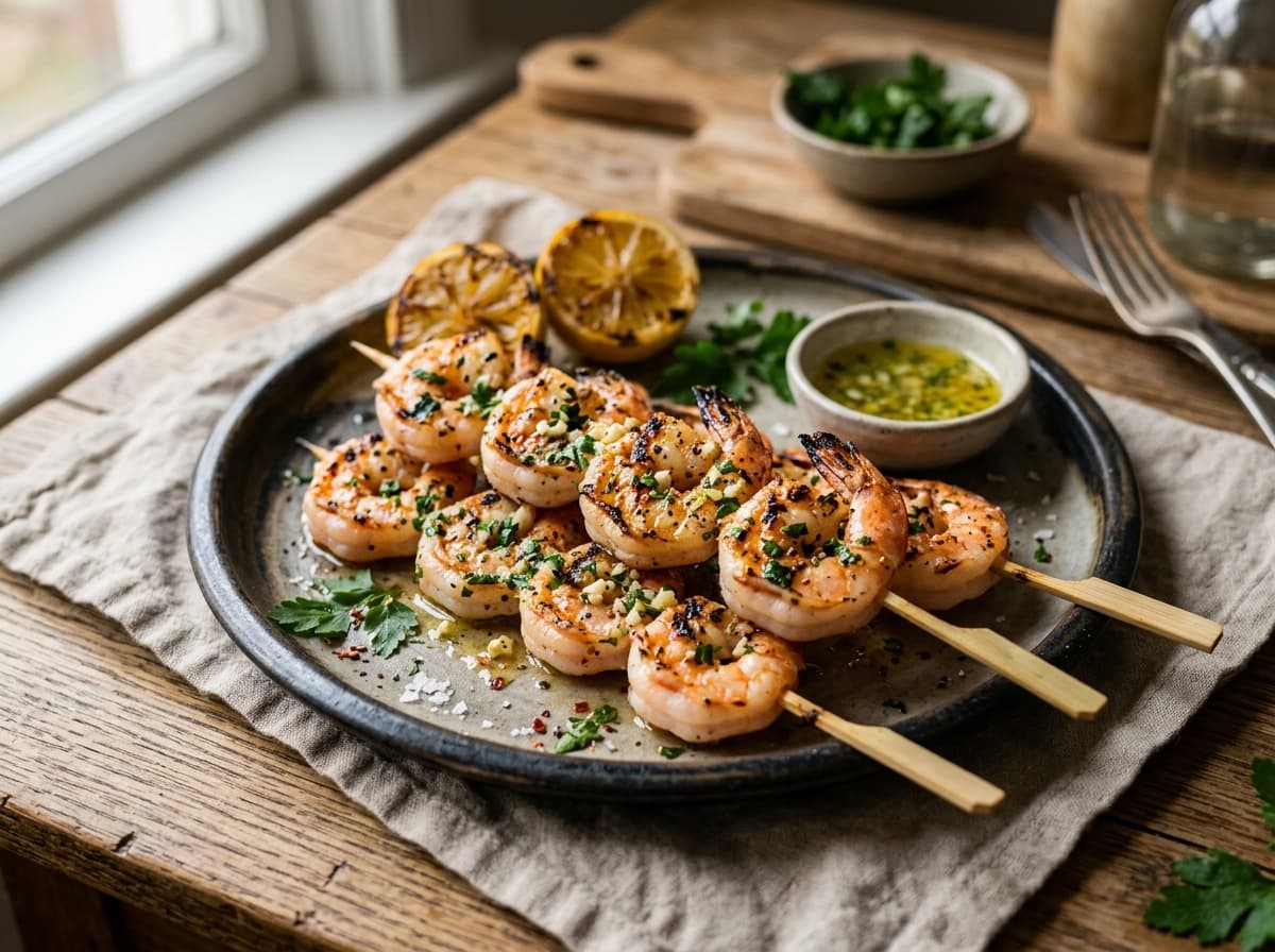 Grilled Garlic Butter Shrimp Skewers
