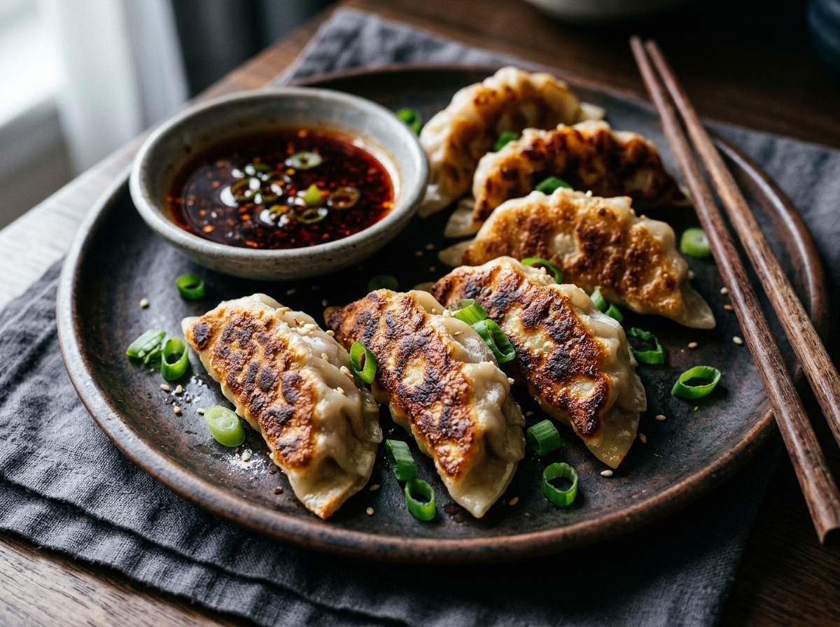 Air Fryer Crispy Frozen Gyoza Potstickers
