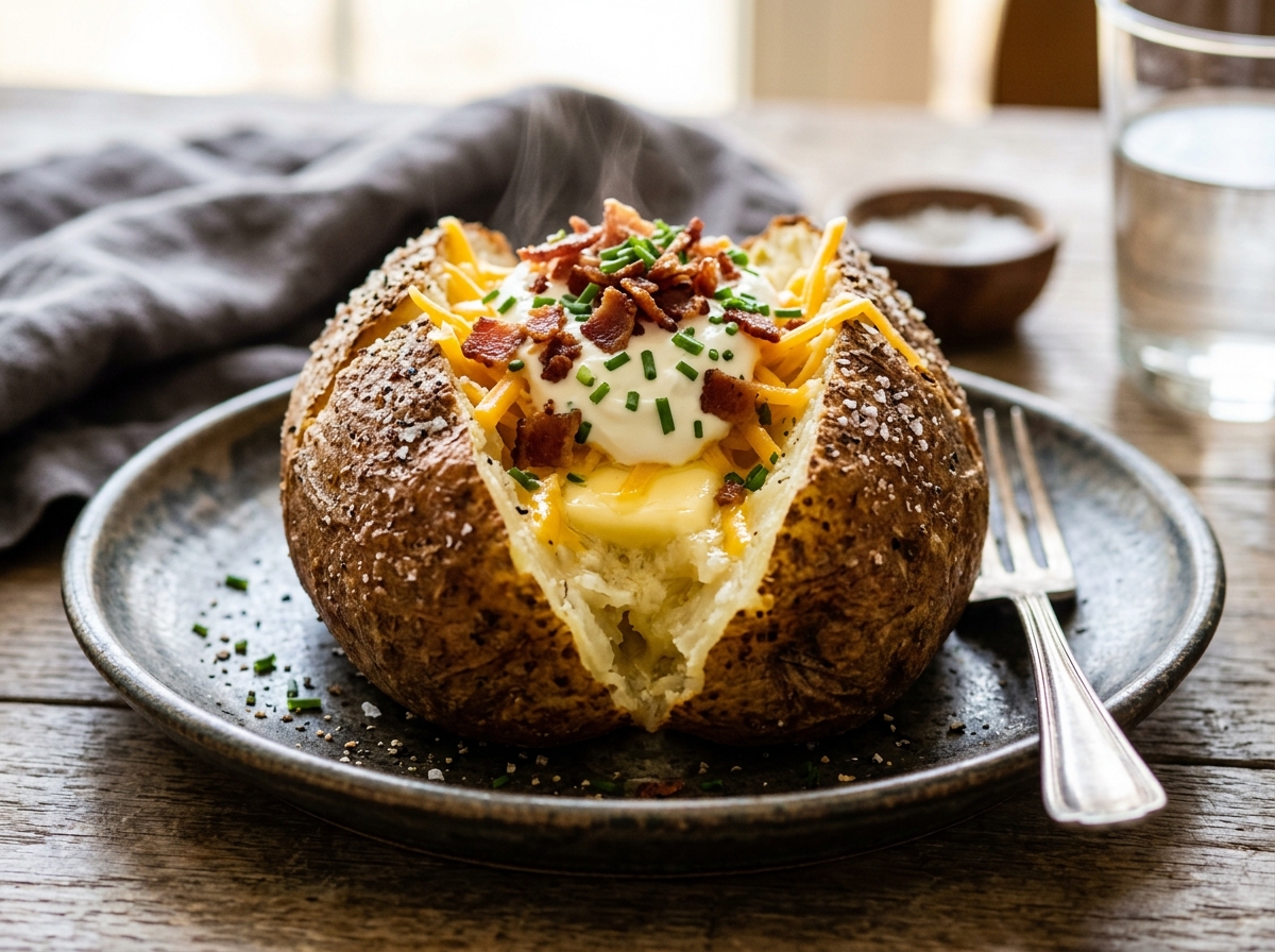 Air Fryer Crispy-Skin Loaded Baked Potatoes