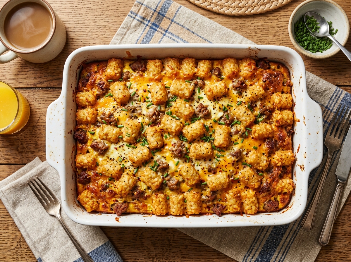 Air Fryer Tater Tot Breakfast Casserole