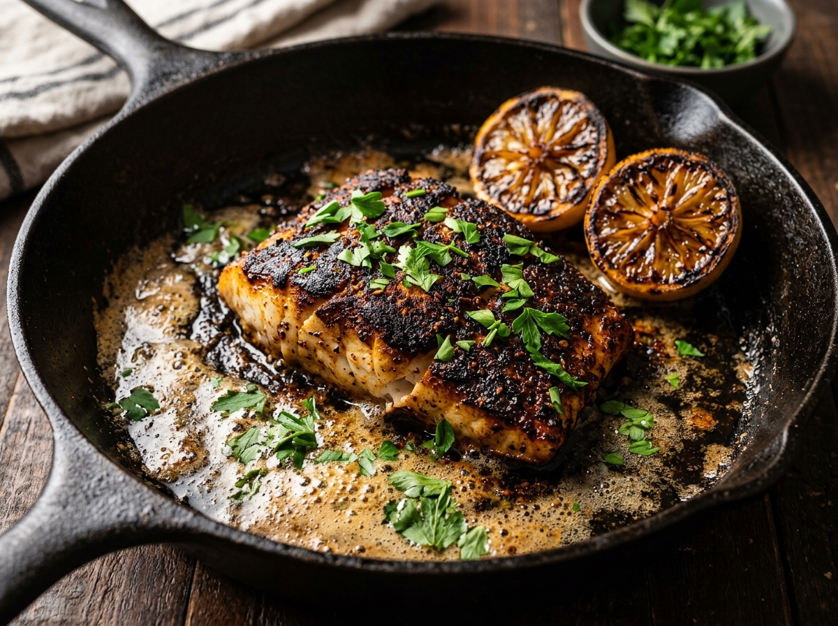 Cast Iron Blackened Cod