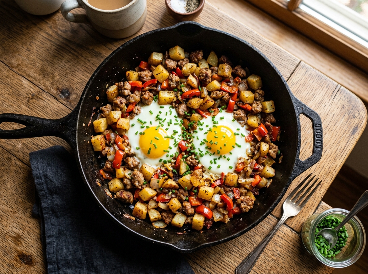 Cast Iron Breakfast Hash & Eggs