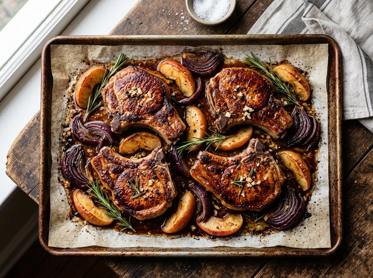 Sheet Pan Pork Chops & Apples