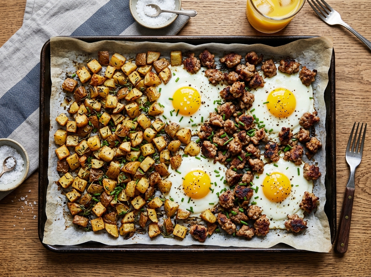 Sheet Pan Sausage & Egg Breakfast Hash